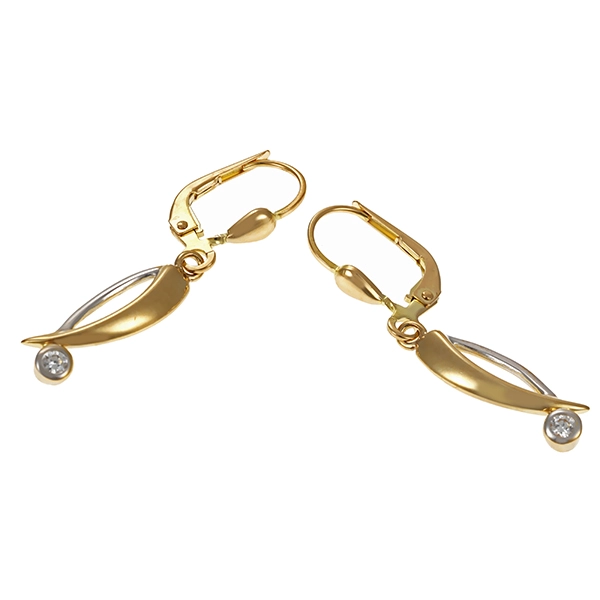 Ohrhänger, 8K, Gelb-/Weißgold, Zirkonia