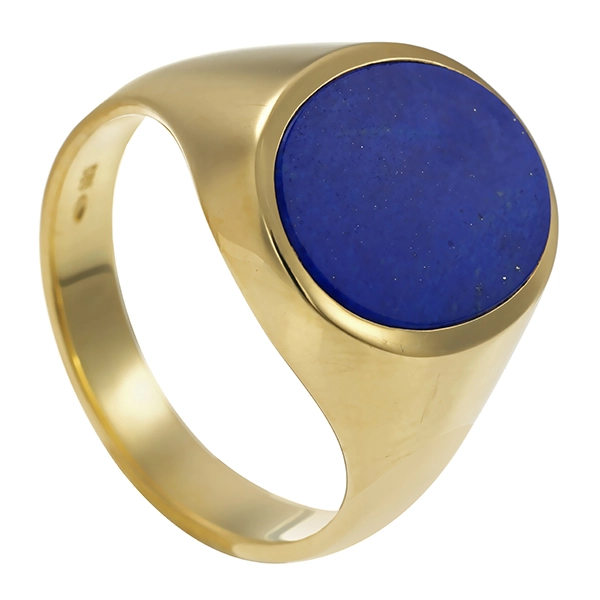 Herrenring, 14K, Gelbgold, Lapis