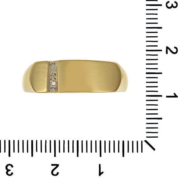 Herrenring, 14K, Gelbgold, Diamanten
