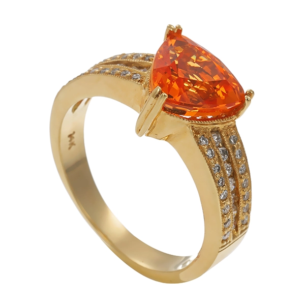Ring, 14K, Gelbgold, Brillant, synthetischer Stein