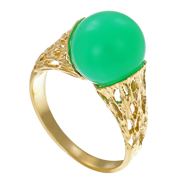 Ring, 14K, Gelbgold, Chrysopras