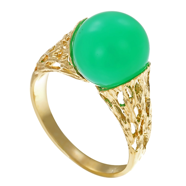 Ring, 14K, Gelbgold, Chrysopras