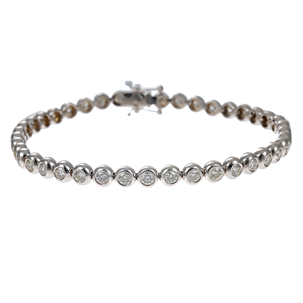 Tennisarmband, 14K, Weißgold, Brillanten