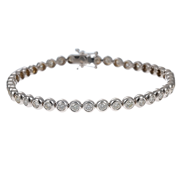 Tennisarmband, 14K, Weißgold, Brillanten