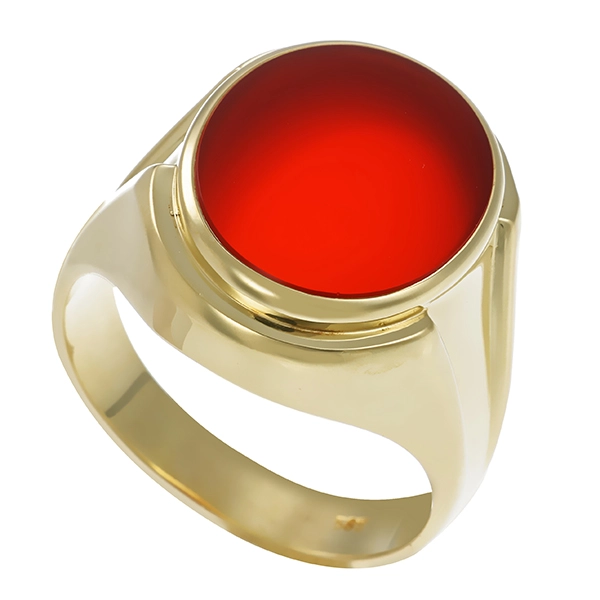 Herrenring, 14K, Gelbgold, Karneol