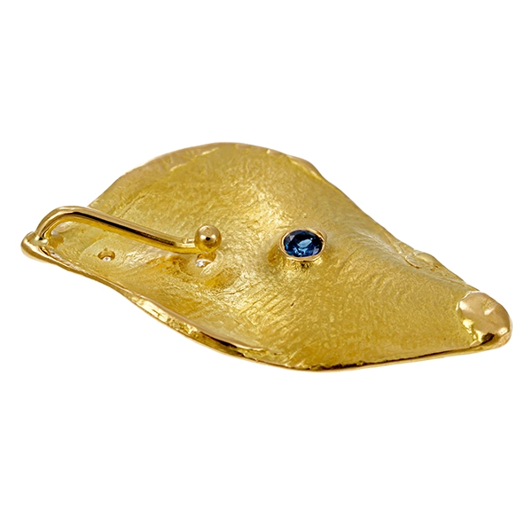Anhänger, 18K, Gelbgold, Saphir, Brillanten, Blatt