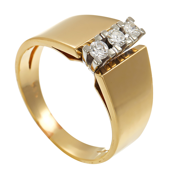 Ring, 14K, Gelb-/Weißgold, Brillanten