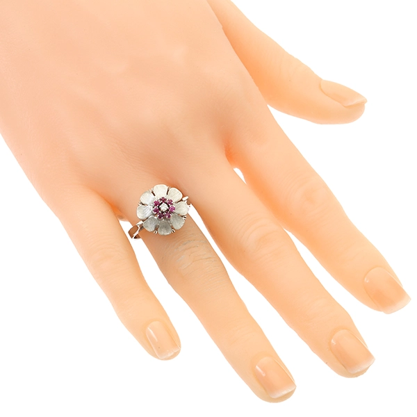 Ring, 14K, Weißgold, Brillant, Rubine