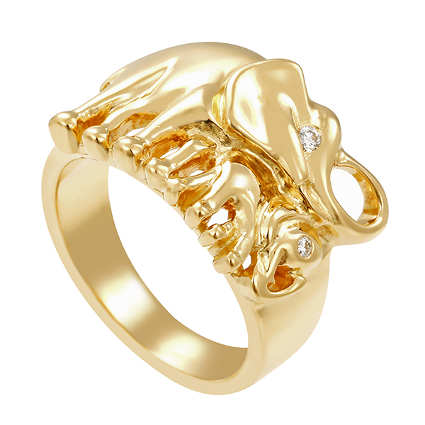 Ring, 18K, Gelbgold, Brillanten, Elefant