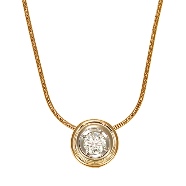 Collier, 14K, Gelb-/Weißgold, Brillant