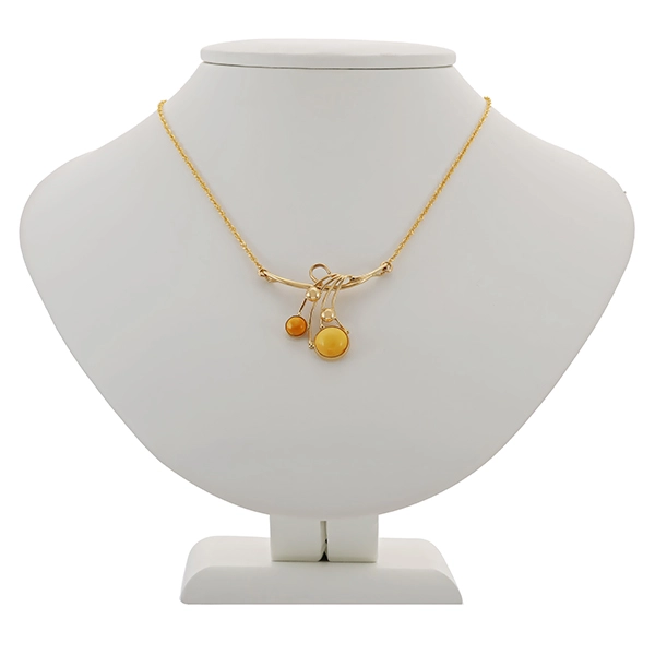 Collier, 14K, Gelbgold, Bernstein