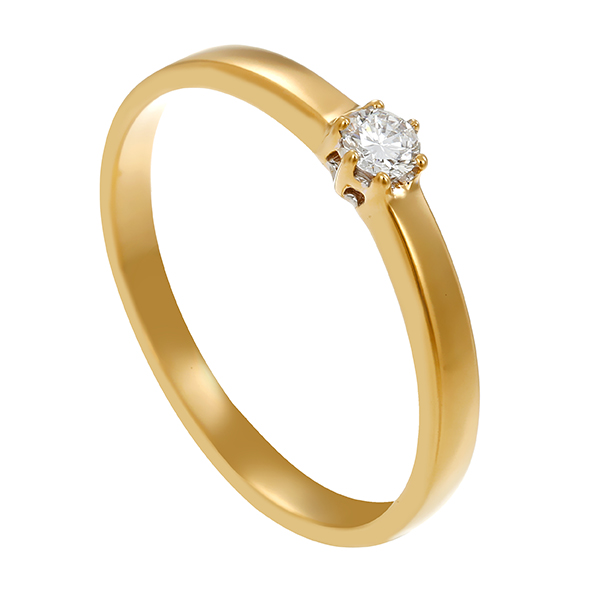 Diamantring, 14K, Gelbgold, Brillant 0,20 ct