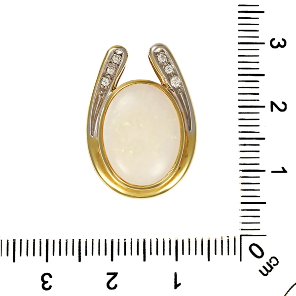 Anhänger, 14K, Gelb-/Weißgold, Brillanten, synthetischer Opal