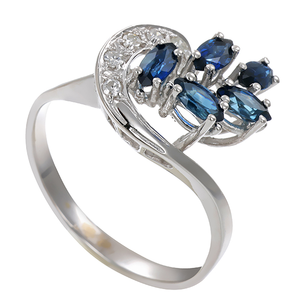 Ring, 14K, Weißgold, Saphire & Diamanten, U60