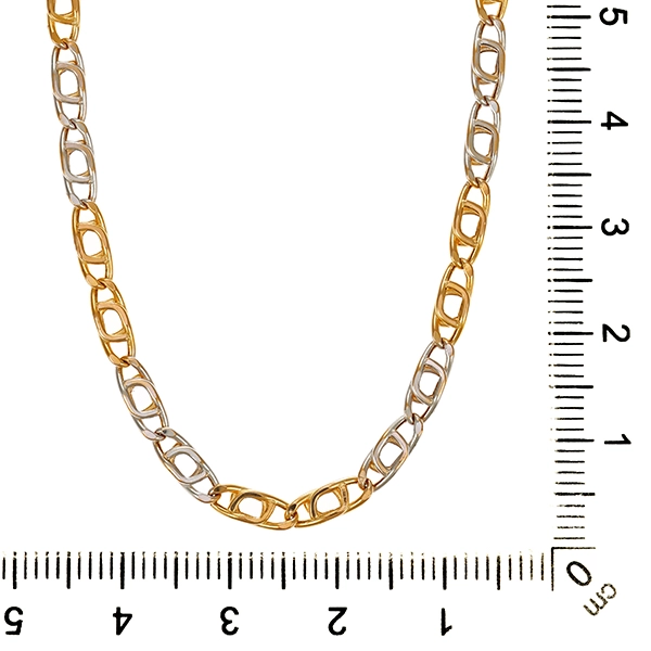 Collierkette, 14K, Gelb-/Weißgold, Pfauenauge-