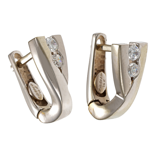 Creolen, 14K, Weißgold, Zirkonia