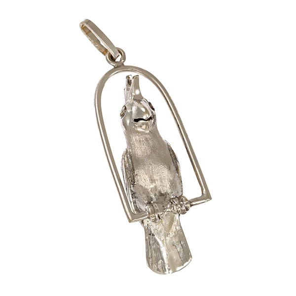 Anhänger, 14K, Weißgold, Vogel