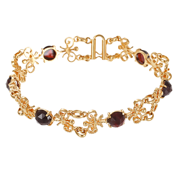 Armband, 14K, Gelbgold, Granat