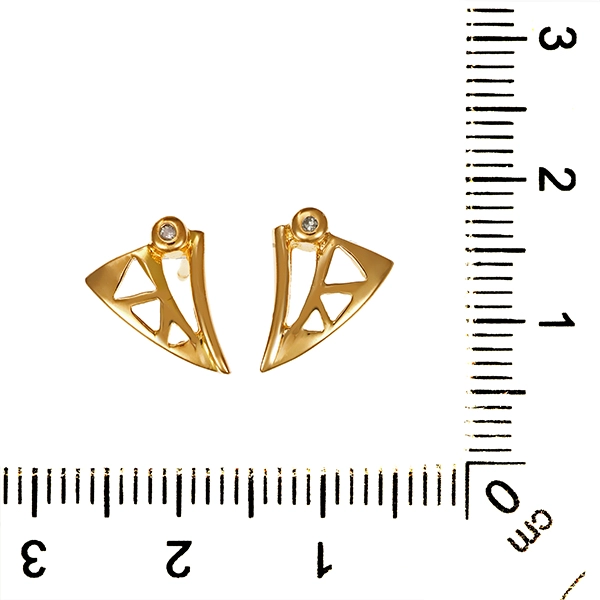 Ohrstecker, 14K, Gelb-/Weißgold, Diamanten