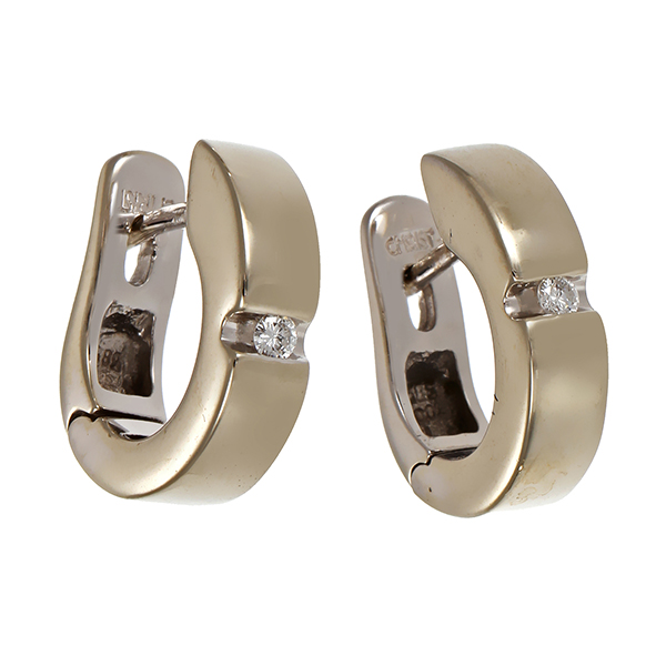 Creolen, 14K, Weißgold, Brillanten