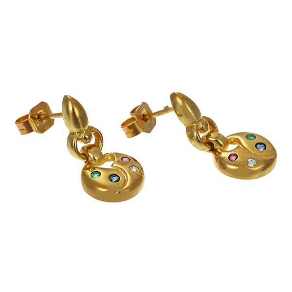 Steckhänger, 8K, Gelbgold, Zirkonia, Rubin, Saphir, Smaragd