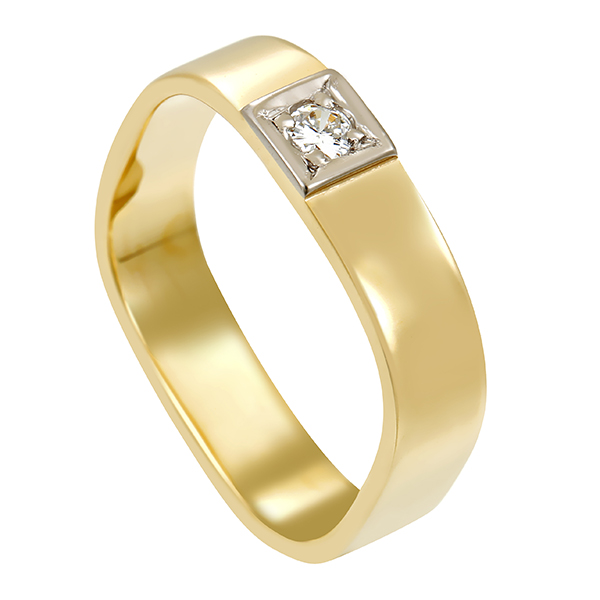 Diamantring, 14K, Gelb-/Weißgold, Brillant