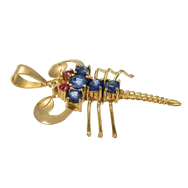 Anhänger, 14K, Gelbgold, Rubin, Saphir