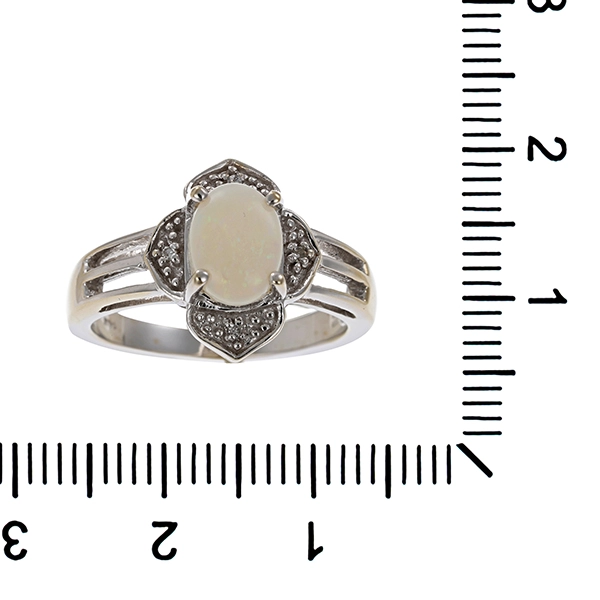 Ring, 14K, Weißgold, Opal, Diamanten
