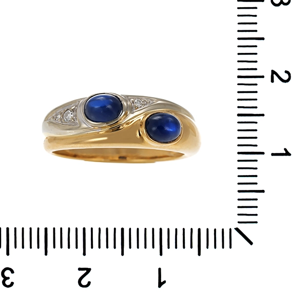 Ring, 14K, Gelb-/Weißgold, Saphire, Brillanten