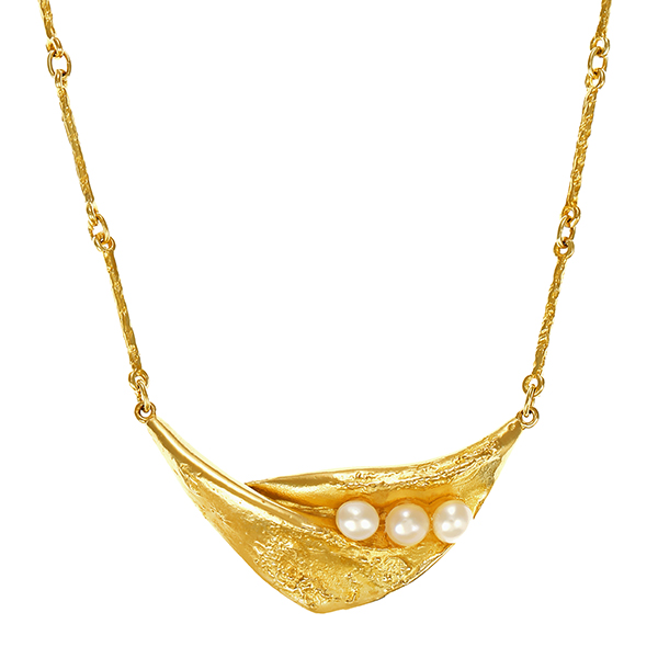 Collier, 14K, Gelbgold, Zuchtperlen 