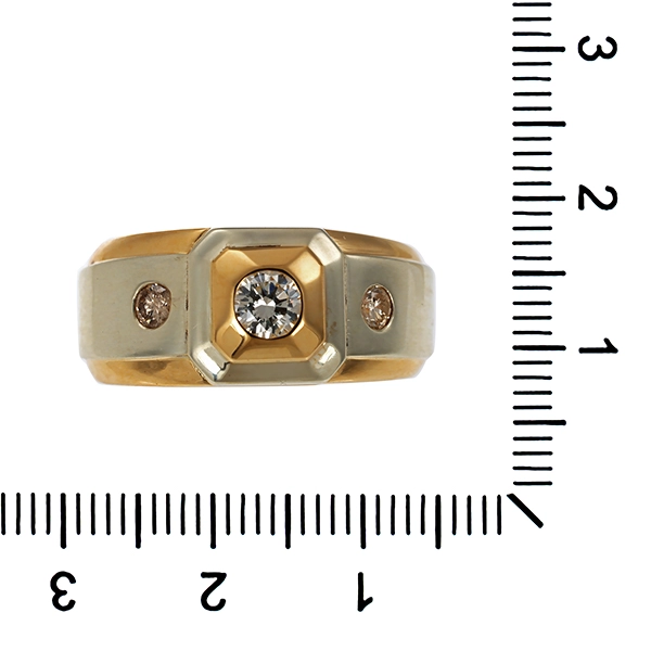 Herrenring, 18K, Gelb-/Weißgold, Brillanten
