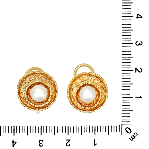 Ohrclipse, 8K, Gelbgold, Perlen