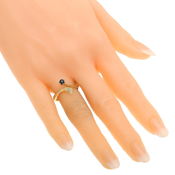 Ring, 14K, Gelb-/Weißgold, Brillant, Saphir