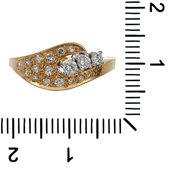 Diamantring, 18K, Gelb-/Weißgold, Diamanten, Brillanten