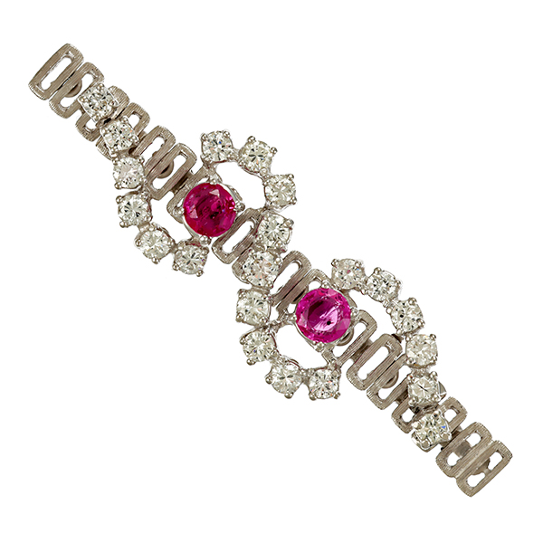 Anhänger, 18K, Weißgold, Rubine, Brillanten