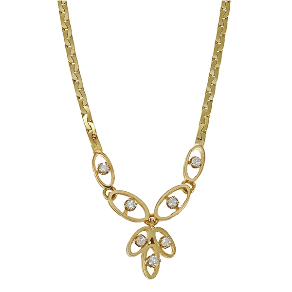 Collier, 14K, Gelbgold, Diamanten