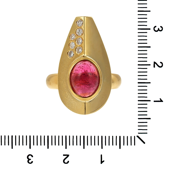 Ring, 14K, Gelbgold, Brillant, Turmalin