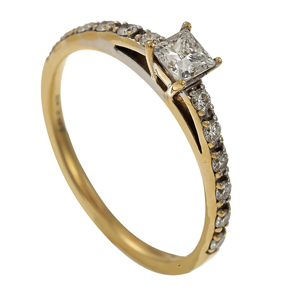 Diamantring, 14K, Gelb-/Weißgold, Diamant, Brillanten