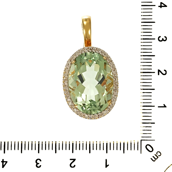 Anhänger, 14K, Gelbgold, Diamant, Quarz