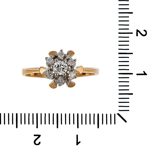 Ring, 14K, Gelb-/Weißgold, Brillant, Diamanten