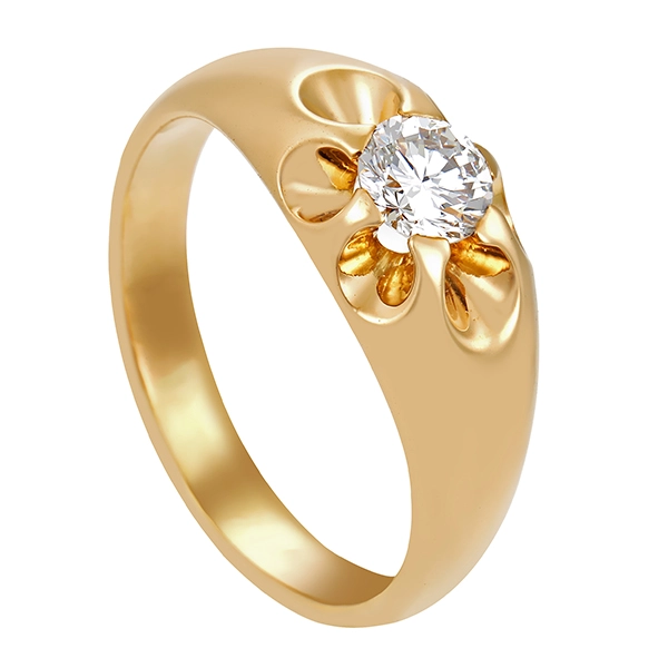 Herrenring, 18K, Gelbgold, Brillant 0,70 ct