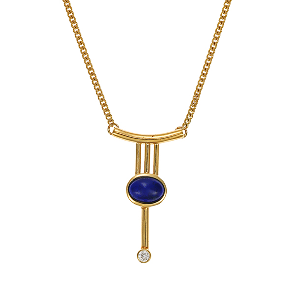 Collier, 9K, Gelbgold, Laps, Zirkonia