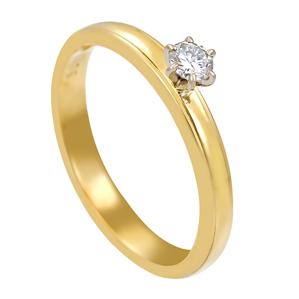 Diamantring, 14K, Gelb-/Weißgold, Brillant 0,15 ct