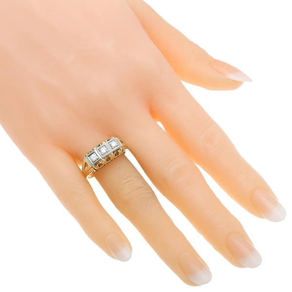 Diamantring, 14K, Gelb-/Weißgold, Brillanten 0,21 ct