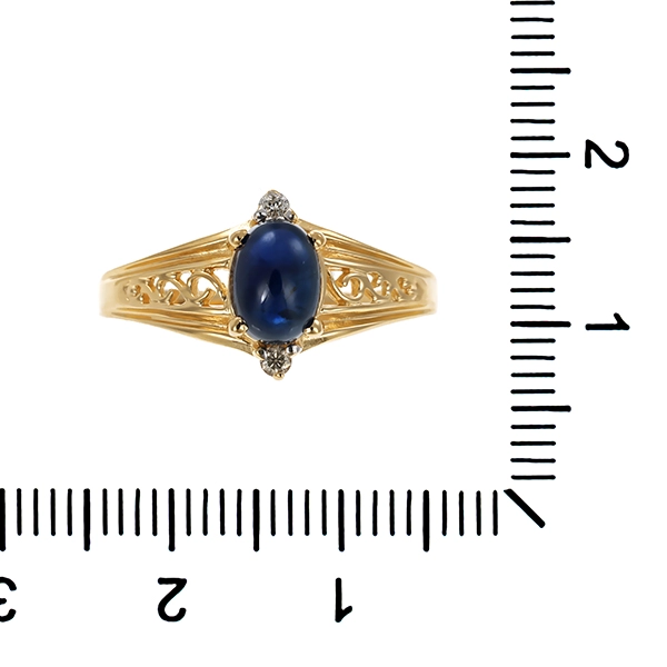 Ring, 14K, Rotgold, Saphir, Brillant