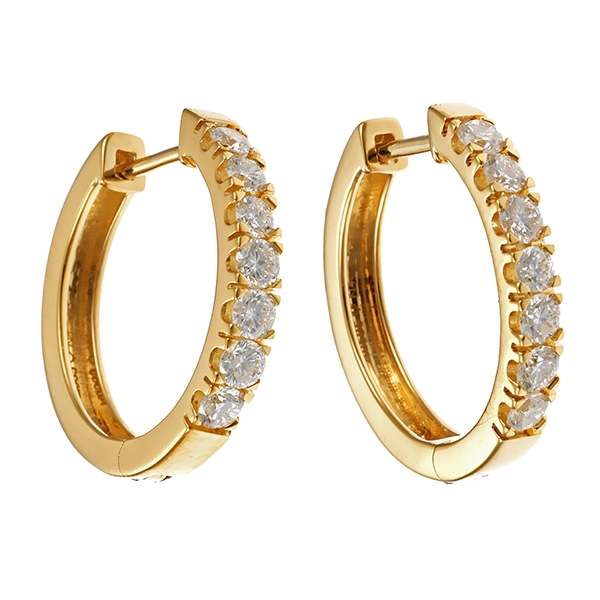 Creolen, 14K  Gelbgold, Brillanten 0,75 ct
