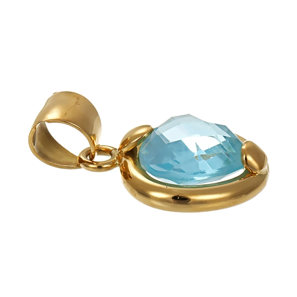Anhänger, 18K, Gelbgold, Topas blau, Herz