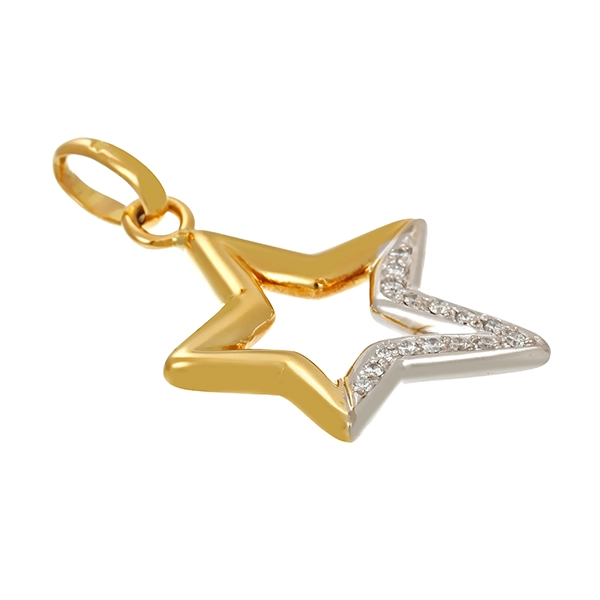 Anhänger, 18K, Gelb-/Weißgold, Brillanten, Stern