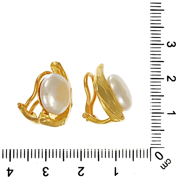 Ohrclipse, 18K, Gelbgold, Perle, Clips