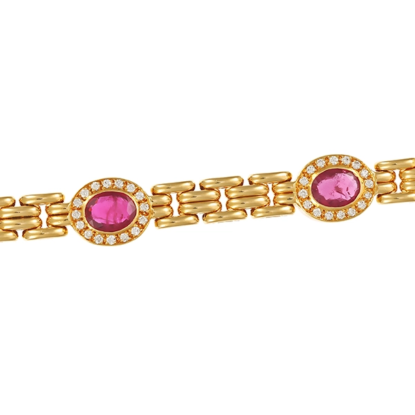 Armband, 18K, Gelbgold, Brillant, Rubin